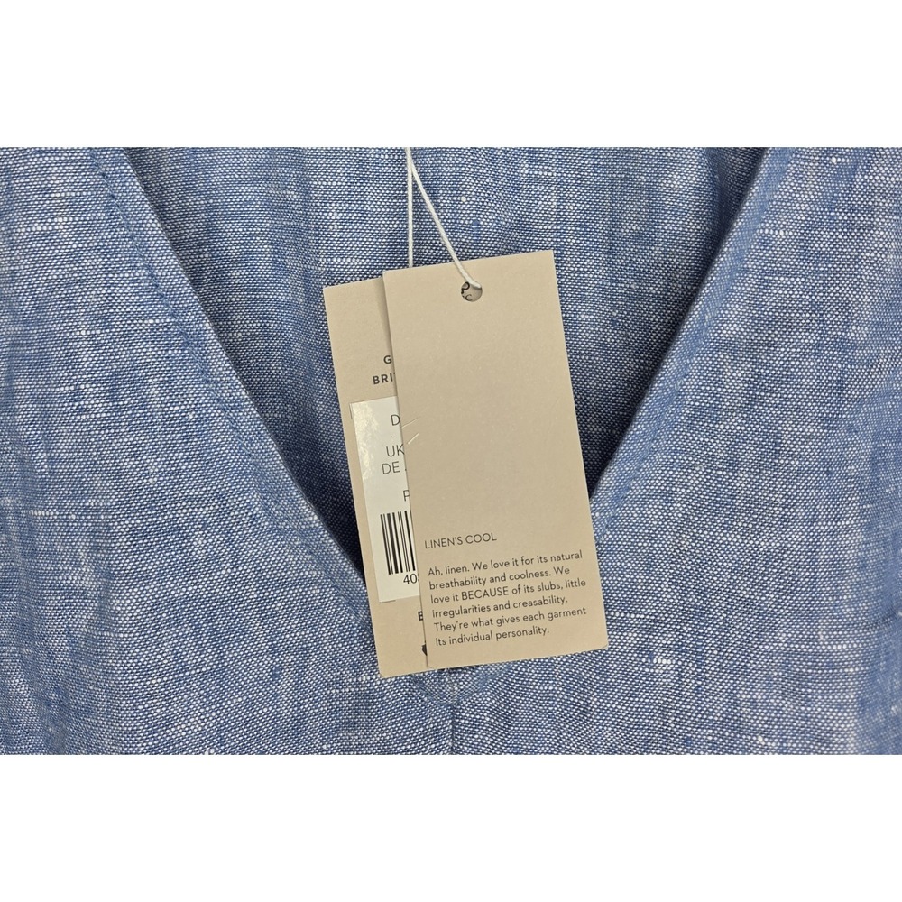 *NEW w/Tags Boden 100% Linen Dress Bohemian Resort USA Boho Blue Size 12R Beach - Picture 6 of 10